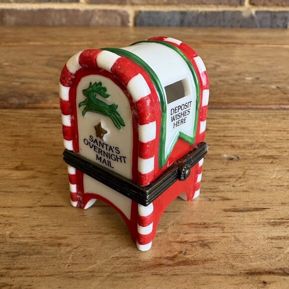 Santa's Mailbox With Letter Porcelain Hinged Box MIDWEST Deposit Wishes Here - Picture 2 of 12